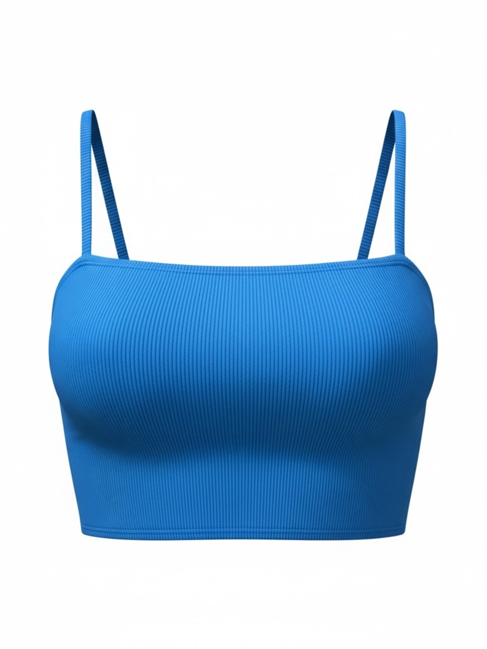 Aerie Blue Ribbed Bandeau Bikini Top Swim Resort Beach Coastal Chic - Size Small